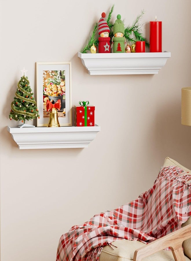 Alsonerbay Floating Shelves - White Rustic Wall Shelves, 2 Pack (17 Inch) for Bedroom, Living Room, Bathroom - Image 2